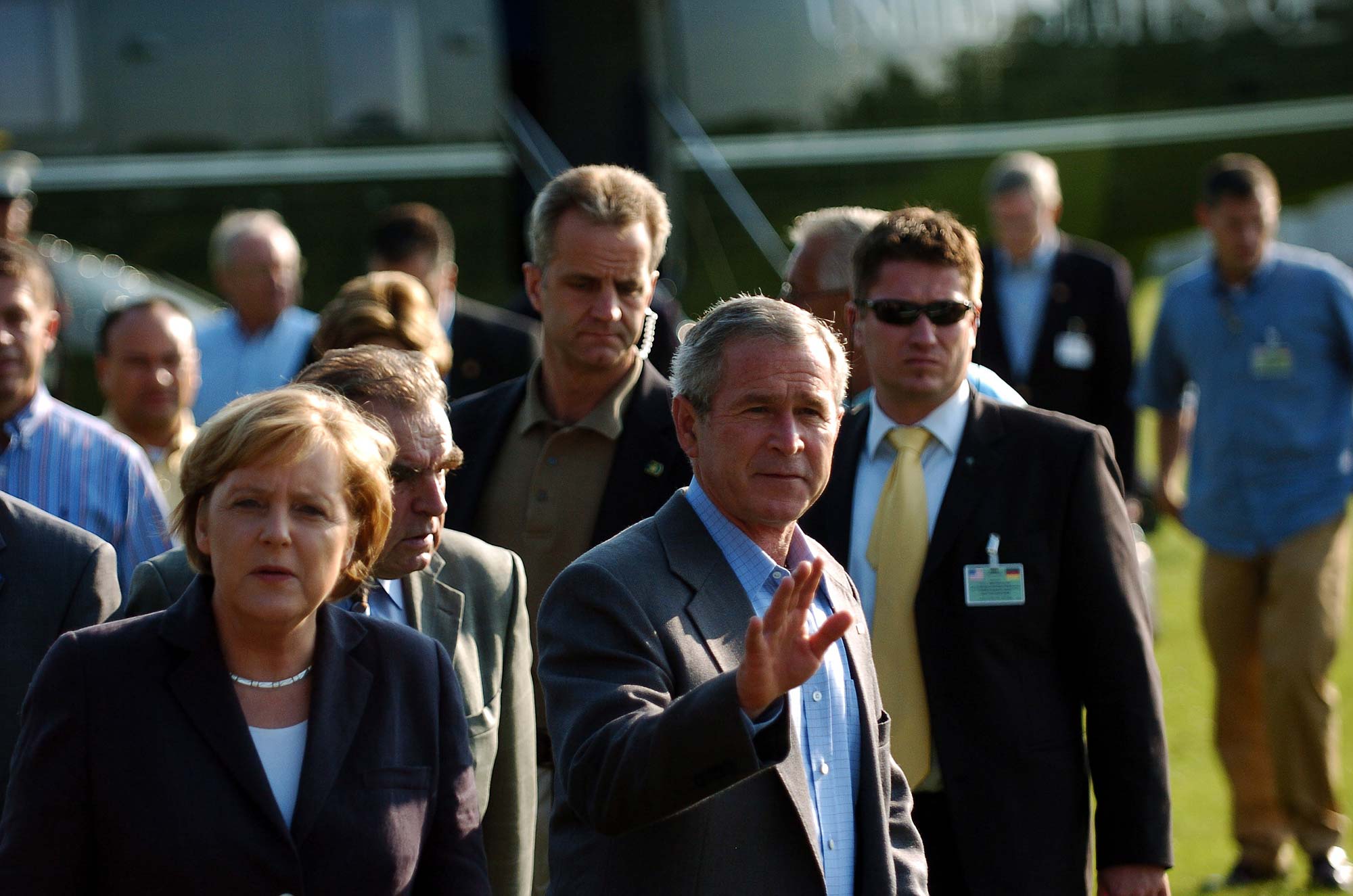 Foto von George W. Bush Junior und Angela Merkel 2006